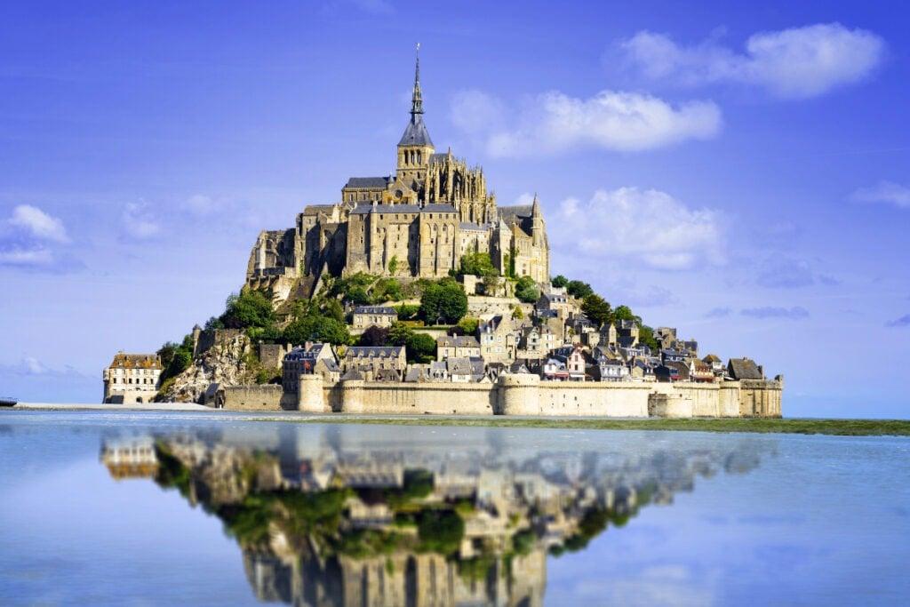 Mont Saint-Michel reflected in the bay at high tide